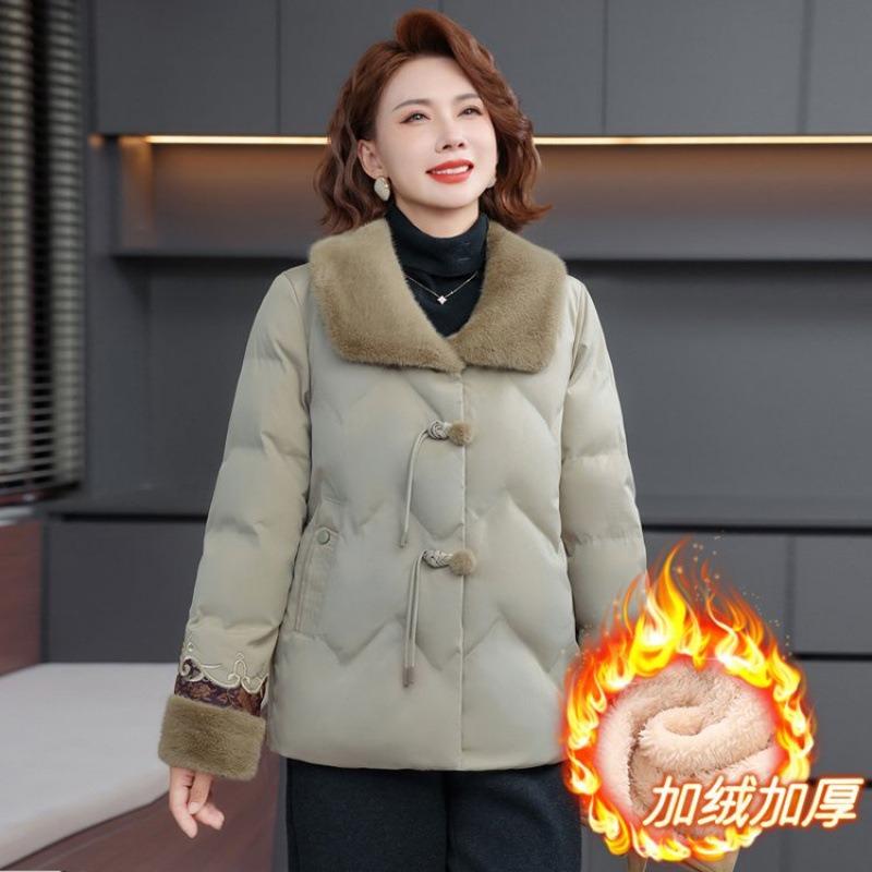 

Women s new winter cotton-padded jacket with fleece and thickened cotton-padded jacket 5XL [Recommended 150-80 kg] хаки