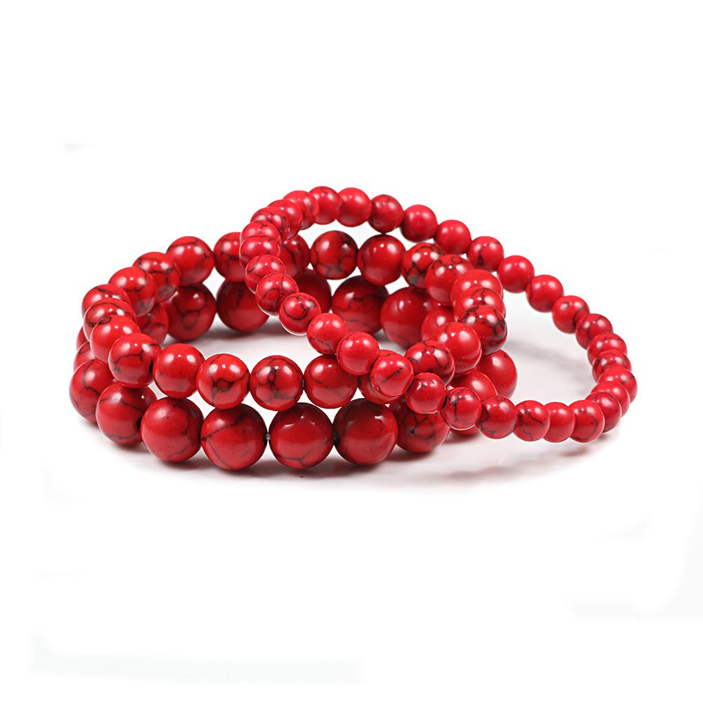 Nuovi Braccialetti con Perline Rosse da 6mm 8mm 10mm Classici Elastici Estensibili Bracciale Rigido in Pietra Naturale per Donne Uomini Gioielli Yoga