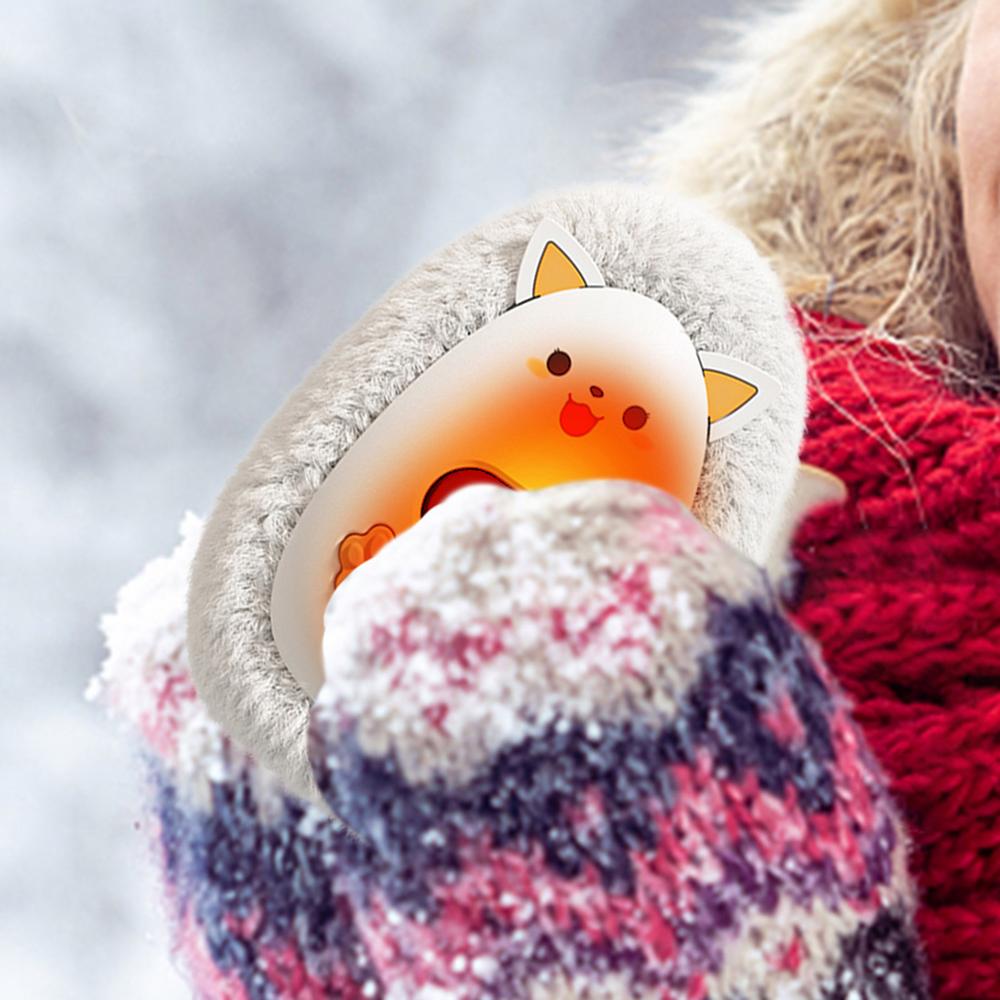 Animal Hand Warmer USB Rechargeable Winter Hand Warmer Lovely Plush Warming Tool Smart Digital Display Hand Heater For Women