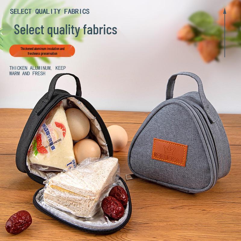 Insulated Japanese-Style Bento Tote Bag with Onigiri Design - Thick Aluminum Foil Layer for Office or Student Lunches