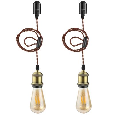 Oprawka wisząca E26 do szyn prądowych, opraw oświetleniowych, lamp wiszących, oprawka żarówki, mosiądz szampańskie złoto, wisząca, z regulatorem przewodu, 100cm regulowana