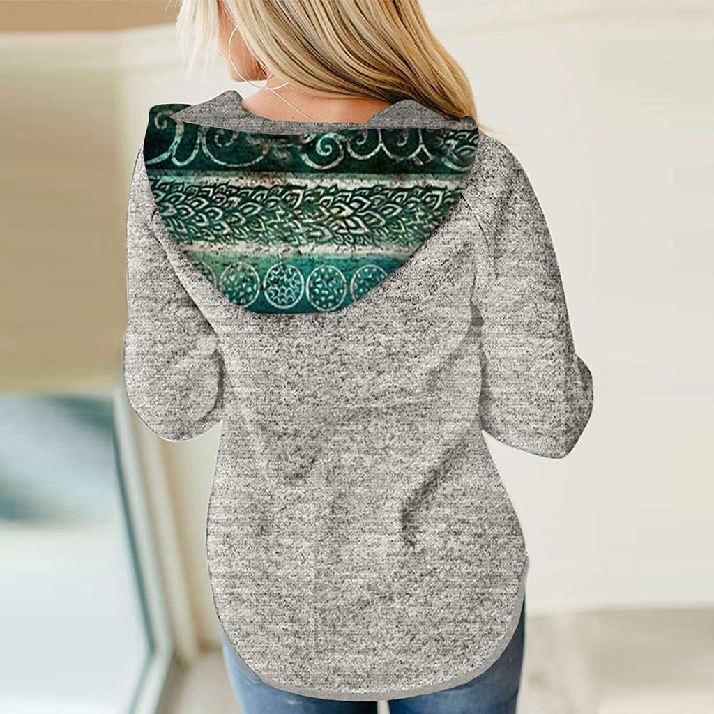 Dámská mikina s kapucí Ležérní svetr tunika košile s dlouhým rukávem