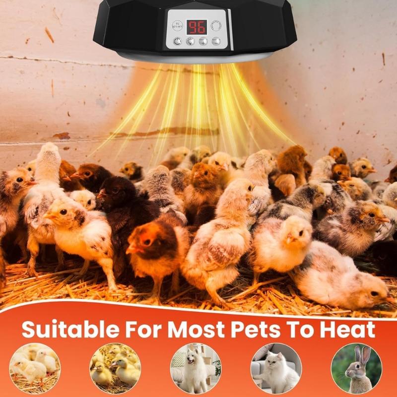 Dispositivo Riscaldante Illuminato per Animali Domestici Incluso Telecomando Protezione dal Surriscaldamento e Termostati negli Habitat
