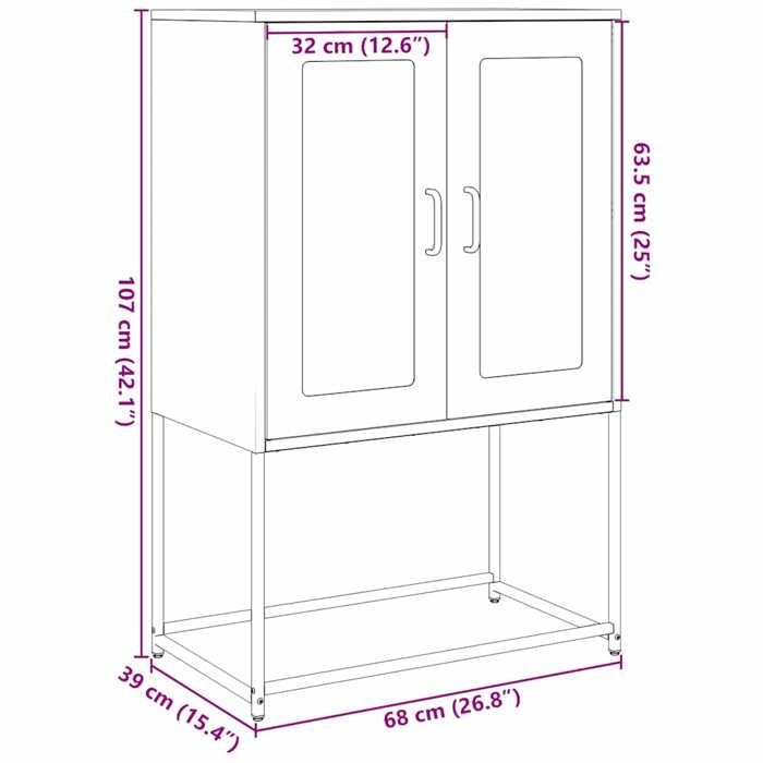 VidaXL Buffet haut blanc 68x39x107 cm acier, armoire, armoire de rangement, buffet haut, armoire latérale, armoire haute, 853379