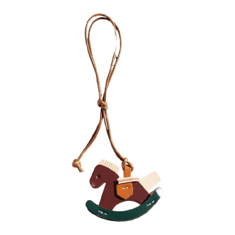 Decorative Leather Keychain Featuring 2026 Wooden Horse Design For Year Handmade Unique Bag Accessory