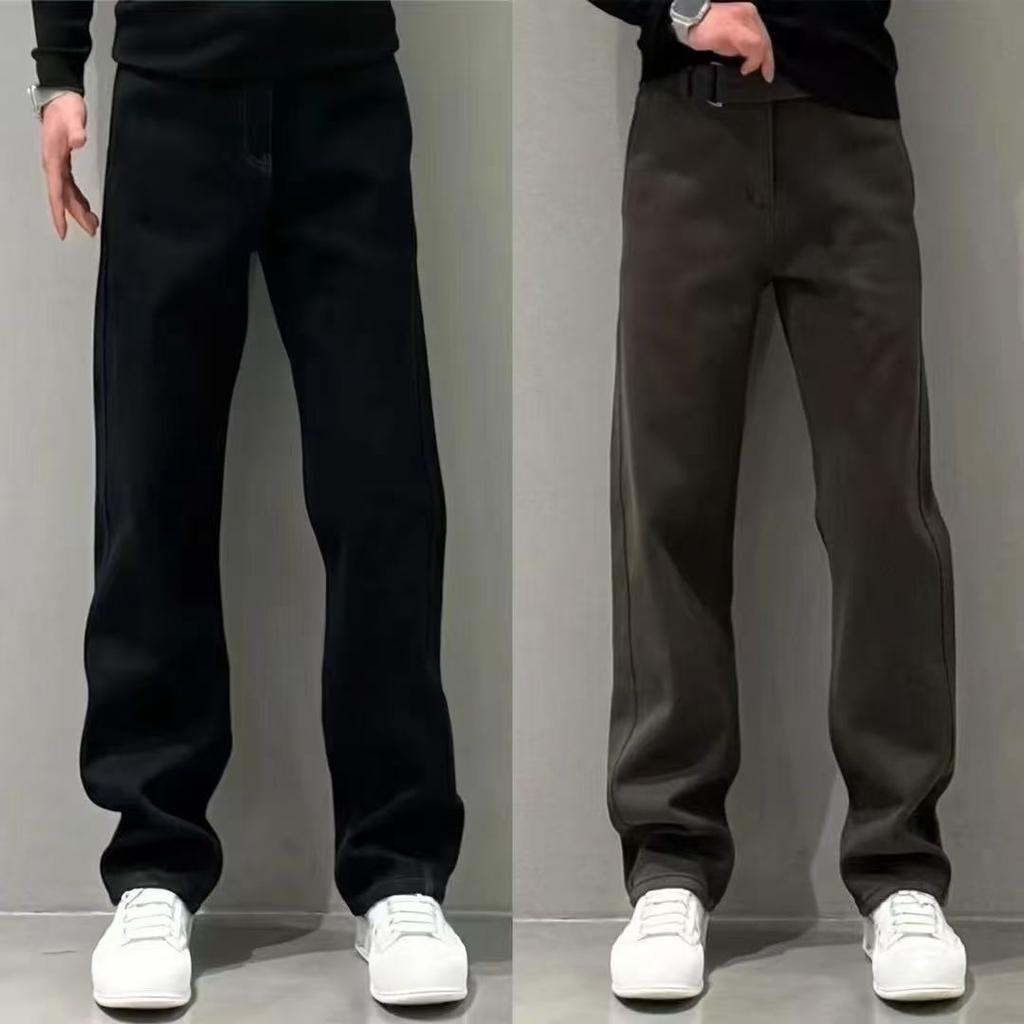 Autumn and winter ruffian handsome casual pants simple versatile and thin straight-leg pants high-end wear trendy men's loose pants