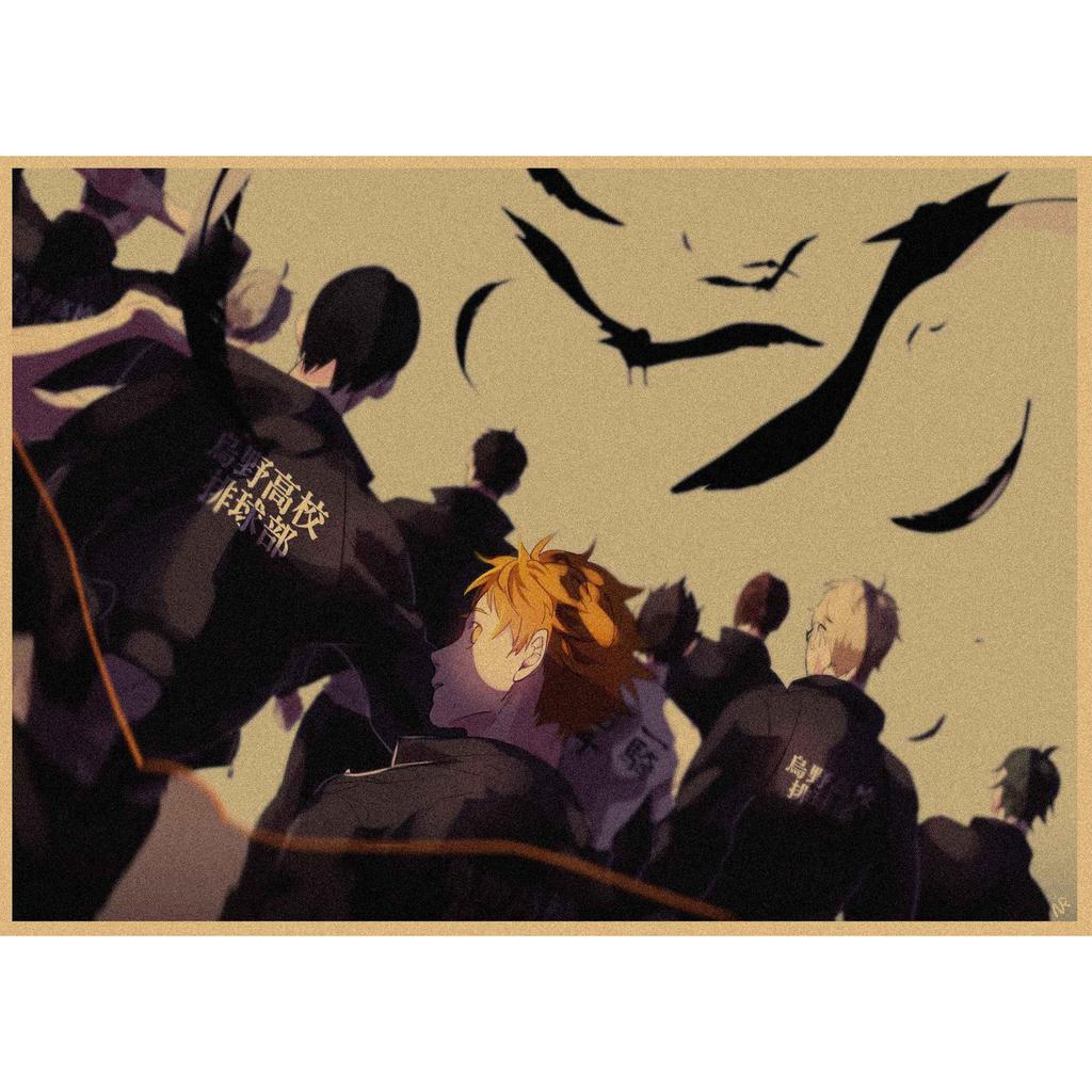 Haikyuu!! Retro Kraft Poster: Hinata Shoyo & Kageyama Tobio Decorative Wall Art
