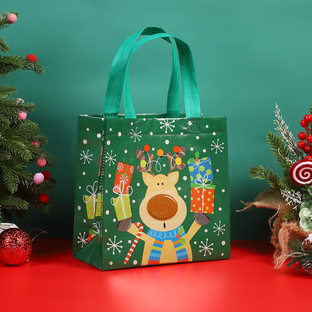 StoBag Christmas Reusable Non Woven Tote Bags with Handles for Holiday Party Favors Gift Wrapping Seasonal Shopping Packaging