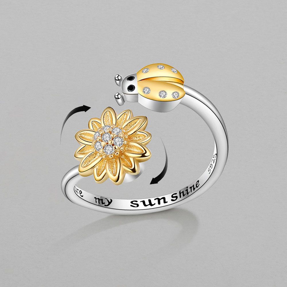 

Антистрессовые регулируемые вращающиеся кольца с подсолнечником, кольца для беспокойства, кольца на палец, кольца-спиннеры