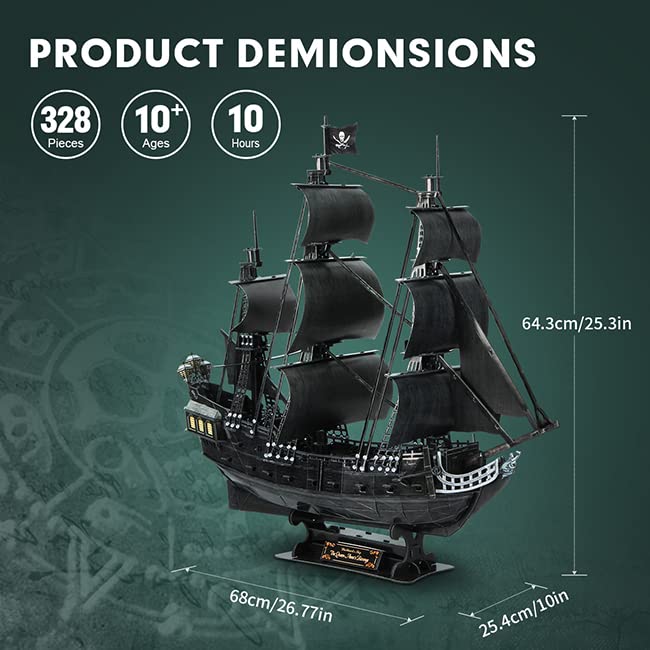 ASSYME Cubic Fan 3D Puzzle Craft Kit Queen Anne's Revenge T4018h (No Glue or Tools Required)