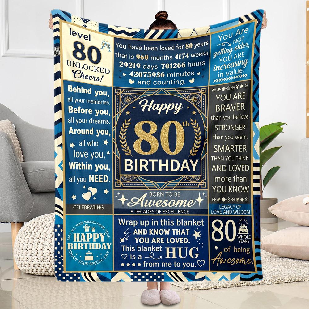 Coperta in Flanella per l'Ottantesimo Compleanno - Morbida e Adatta per Divani, Letti, Uffici, Viaggi, Tutte le Stagioni, Ottimo Regalo per Feste e Compleanni.