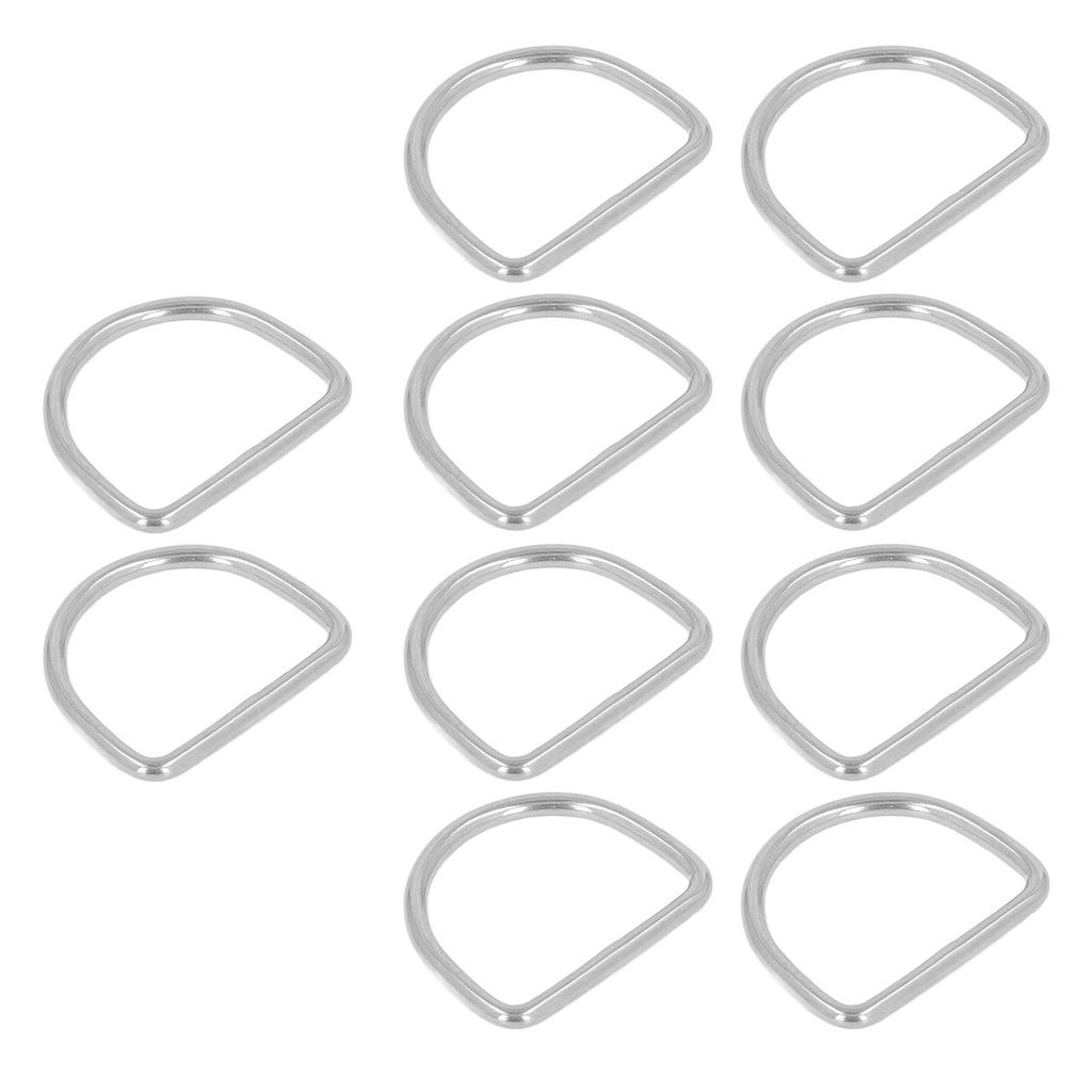 10Pcs 316 Stainless Steel D Rings 3mm Seamless Welding Half Round Rings Surfboard Kayak Accessories 25x18x3MM