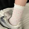 Floral-patterned Socks - Summer Lightweight Cotton Socks in Mid-length, Sweet Lace Stockings, Paired with Small Leather Shoes, Stackable Socks