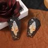 Personalized and Retro Halloween Wooden Printed Skull Earrings, Fashionable Pumpkin Ear Hooks for Festival Parties