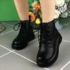 Thick-soled Martin Boots Women's Autumn and Winter New Short Boots Round Head Lace-up Light Muffin Velvet Warm Thick-soled Single Boots