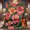 1pc 2D Tropical Floral Theme Pattern Flannel Blanket, Soft HD Digital Print, Cooling Blanket All-Season Use! Soft And Breathable 100% Polyester Fiber,