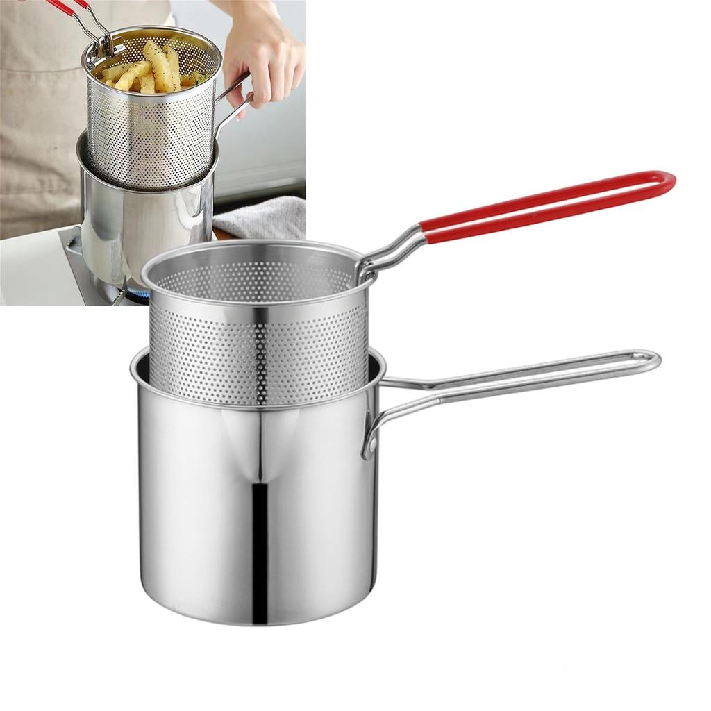 Friggitrice profonda in acciaio inossidabile tutto in uno per uso domestico, friggitrice profonda, piccola friggitrice profonda con spruzzi d'olio, friggitrice profonda per patatine fritte