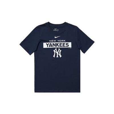 X MLB T-Shirt New York Yankees Double Logo Casual Fashion Round Neck Short Sleeve Kids Tops Navy-Blue 3Z3B7SBGG-NYY