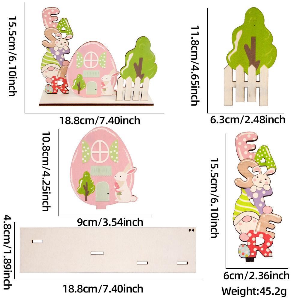 Verspielter Osterhase Holzornament Lebhaftes Eierdesign Perfekt für Frühlingsfestlichkeiten