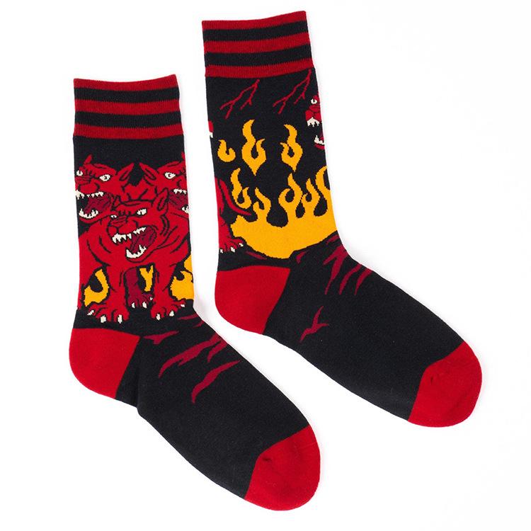 Gothic Dark Retro Jacquard Skateboard Mid-Tube Cotton Socks - Spring/Summer Trendy Unisex Style