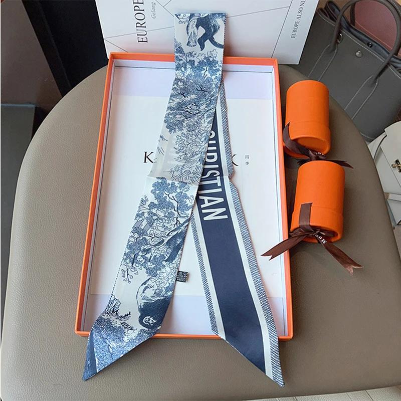 

Французская весна горячая распродажа растения животные джунглей женская твиловая отделка острый рог ремешок сумка точечная шелковая лента повязка на голову маленький шарф 100cmX6cm