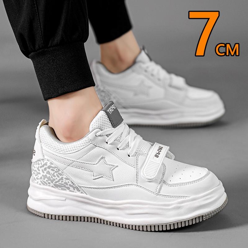 Weiße 7cm Unsichtbare Höhenerhöhende Sneaker Lässig Vintage Elevator Schuhe Für Männer Und Frauen Atmungsaktiv Bequem Sport