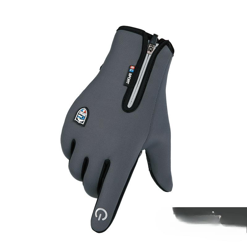Waterproof Gloves Outdoor Waterproof Gloves Ski Touch Screen Winter Men and Women Windproof Warm Fleece Reflective Riding Zipper