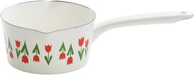 Tamahashi Milk Pan Enamel Fire Compatible 15cm Made In Japan Adelia Retro White Colec IH/Gas ADR-23
