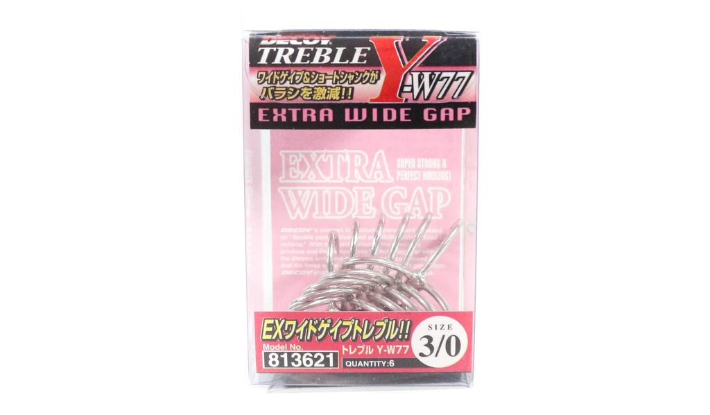 Decoy Y-W77 Treble Hook Wide Gap Extra Strong Hooks Size 3/0 (3621)