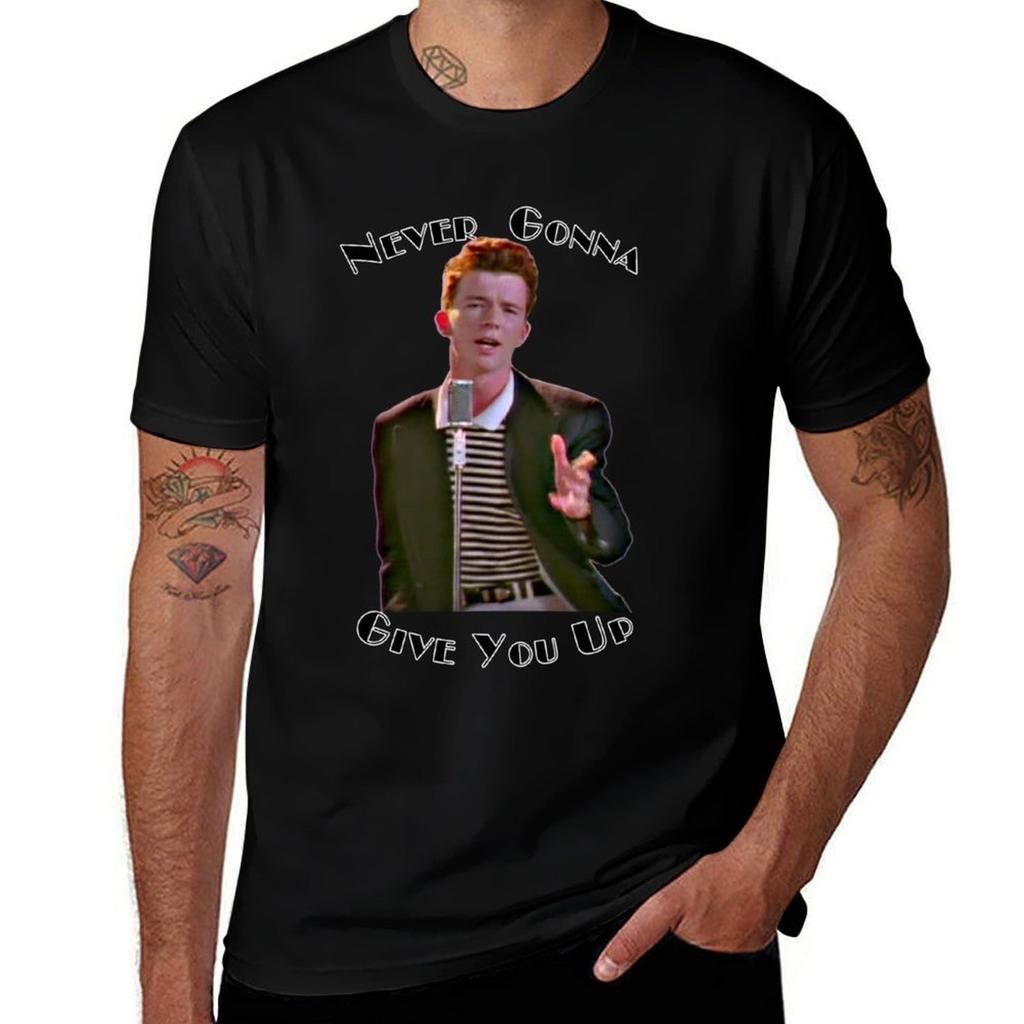 Never Gonna Give You Up Rickroll Rick Astley Tshirt Sports Casual Short Sleeve Cotton Tee Tshirt
