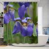 Beautiful Iris Shower Curtain Set Blue Flowers Printed Polyester Fabric Decor Bath Room Accessories for Home Decoration