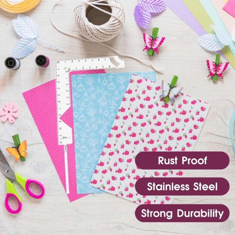 Multifunctional Book Covers Guide Ruler Stainless Steel Bookbinding Ruler For Scrapbooking Photo Album Notebook Covers