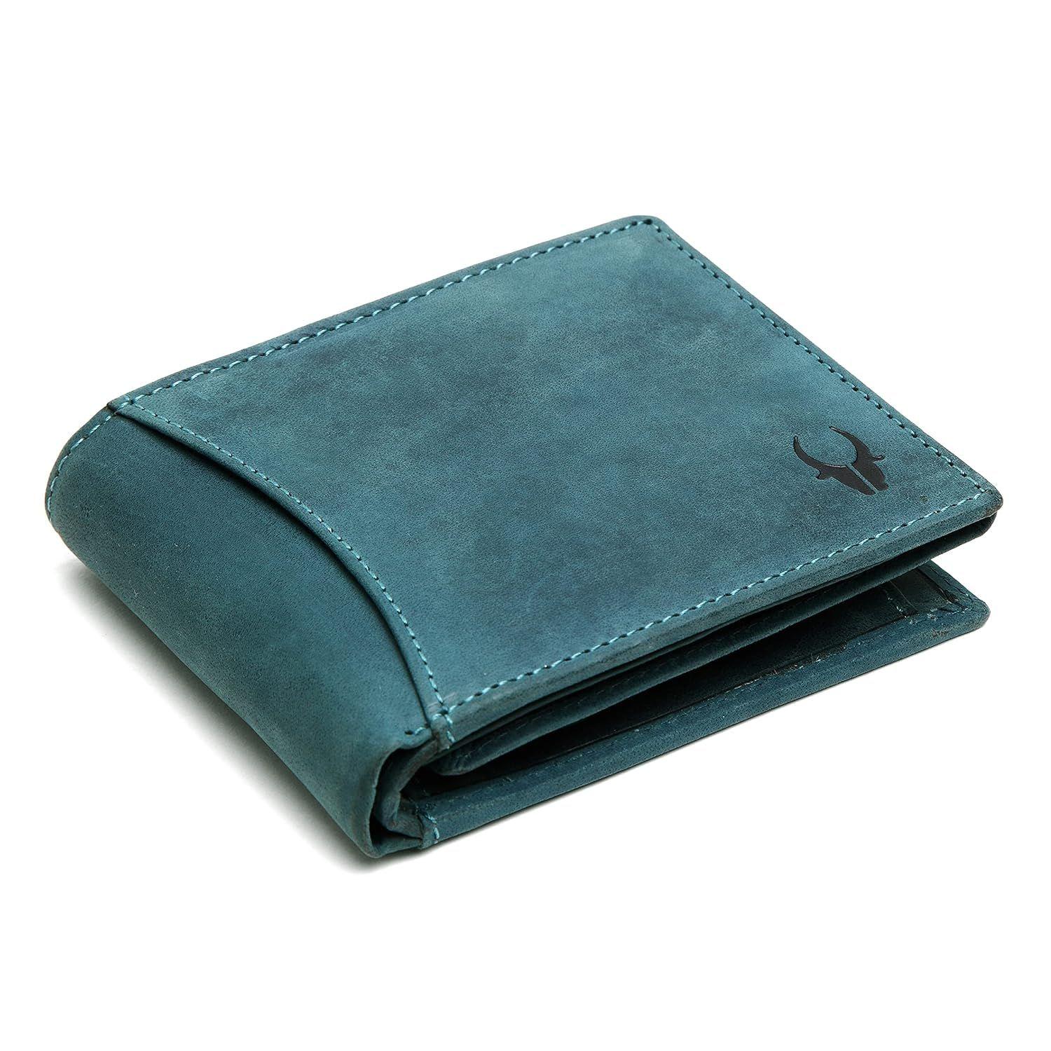 

Синий кожаный мужской кошелек и чехол для карт