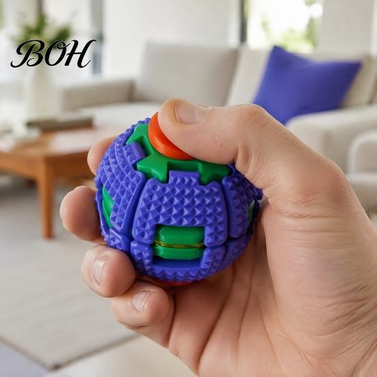 Spinning Ball Toy 3D Printed Press Spin Spiky Ball, Stress Anxiety Relief Fidget Spinner, Spinner Decompression Rotating Desk for Kids Teens