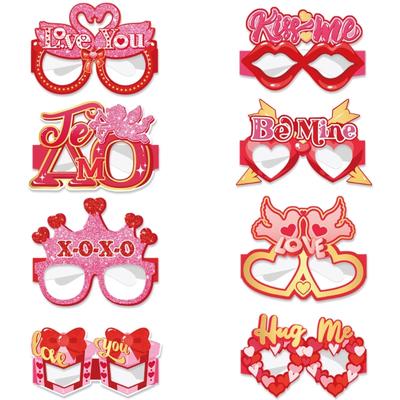 Valentines Day Eyeglasses Paper Heart Glasses Photo Booth Props Valentines Day Decorations Party Eyewear for Women Men