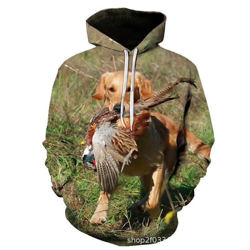Winter Animal Print Hoodie Men Women Casual Loose Fit Sweatshirt
