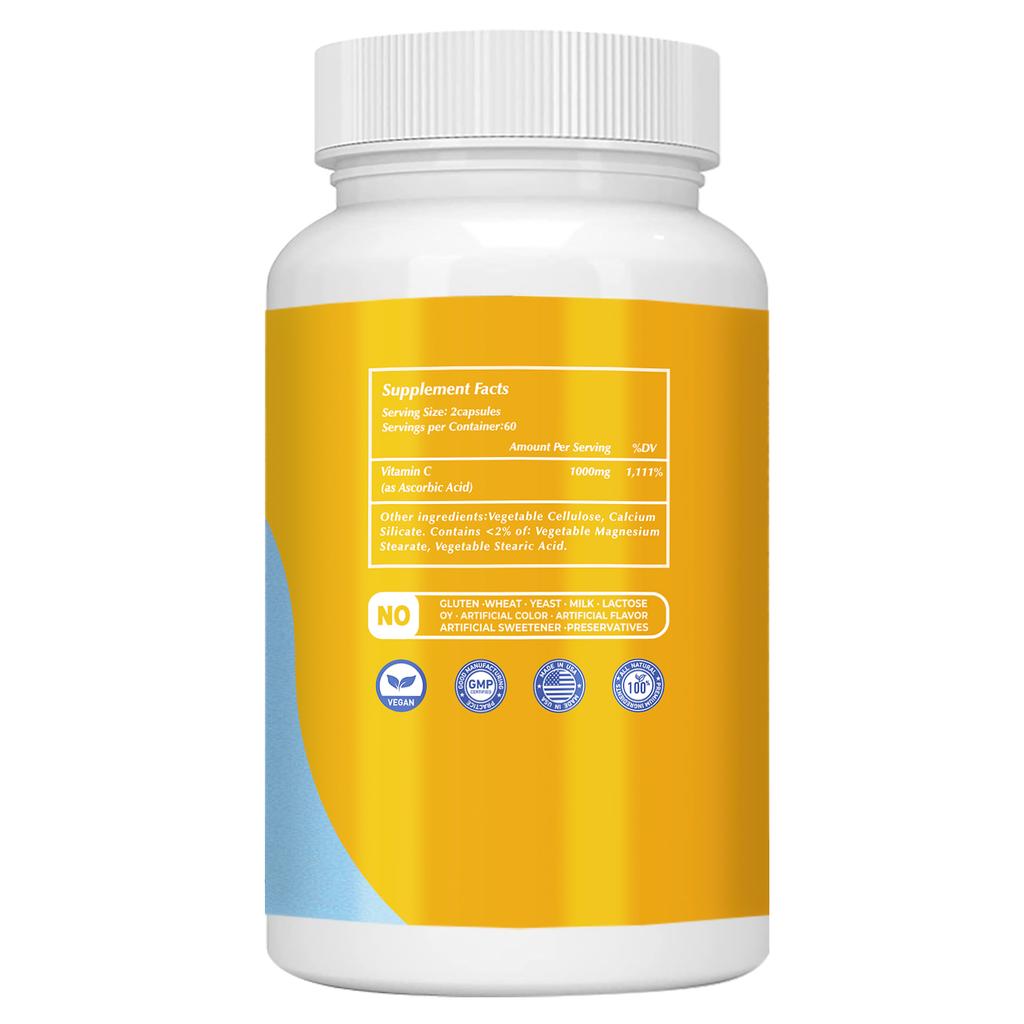 Vitamin C Kapseln 1000mg 120 Stück — Immununterstützung, Antioxidative Unterstützung, Tägliches Wohlbefinden