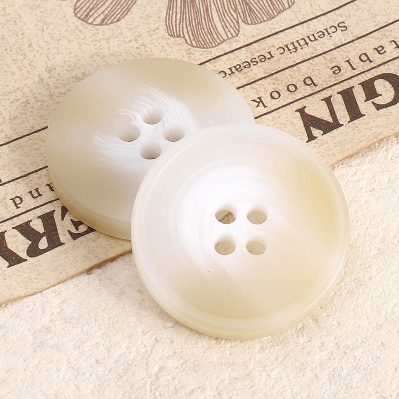 Versatile Beige Resin Coat Buttons: Summer Wear Woolen Round Four-Hole Design for Men and Women