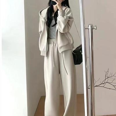 Korean Style Women's Slim Fit Casual Two-Piece Hoodie Set for Autumn