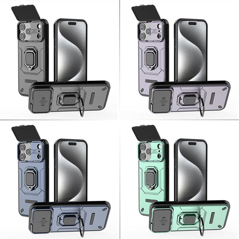 Robuster Kameraschutz Magnetische Bumper Handyhülle mit Ringständer Für iPhone 17 Pro Max Samsung Xiaomi Oppo Honor Harte PC Stoßfeste Hülle