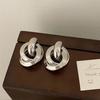 European & American Metal Circle Stud Earrings: Cold Style Tassel Earrings for Women