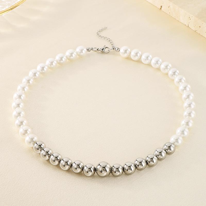 Luxurious Shell Pearl and Stainless Steel Beads Necklace Hip Hop Men's Women's Jewelry Bohemia Personalized Party Accessories