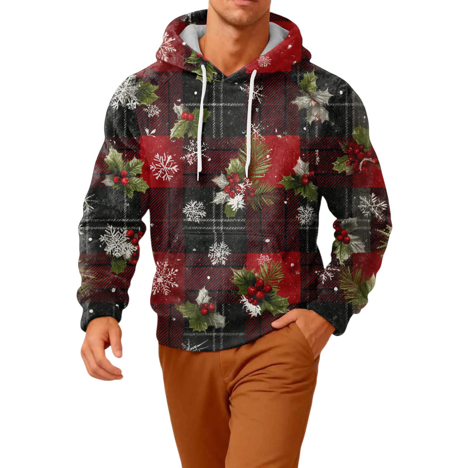 

Мужская повседневная фланелевая толстовка с капюшоном и длинными рукавами XXL красный