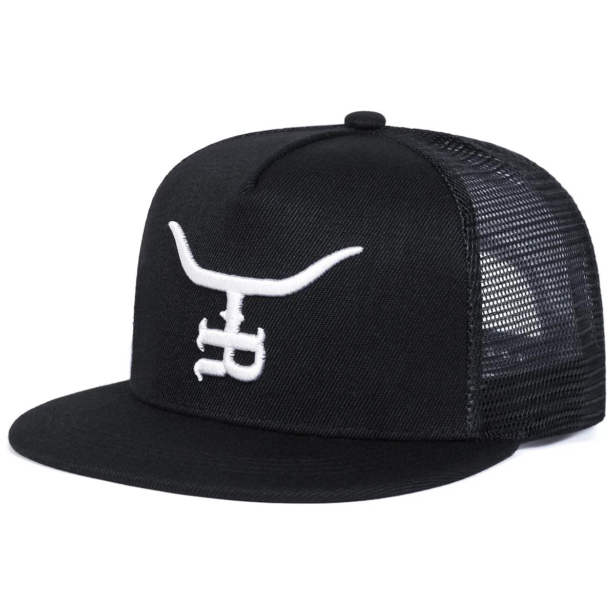 

Unisex R Letter Bull Head Embroidery Hip-hop Net Hats Spring Summer Outdoor Adjustable Casual Baseball Caps Sunscreen Hat Cap чорний білий колір