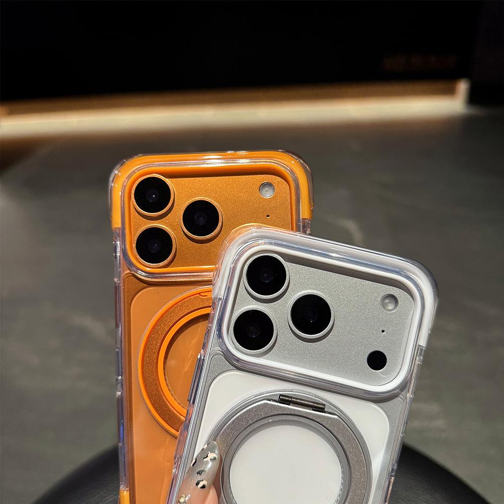 Airbag 360 Degree Rotating Bracket For Magsafe Case For iPhone 17 16 15 Pro Max Magnetic Charge Transparent Shockproof Cover