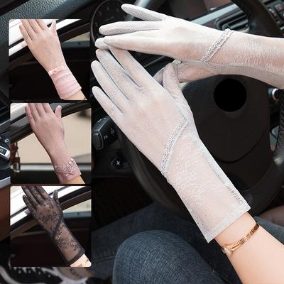 Women’s Ice Silk Full Finger UV Protection Gloves, Touchscreen Breathable Thin Summer Gloves for Cycling Driving Outdoor