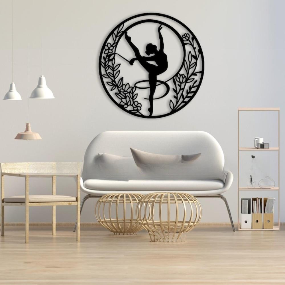 Floral Round Metal Wall Art Ballerina Dance Home Decor
