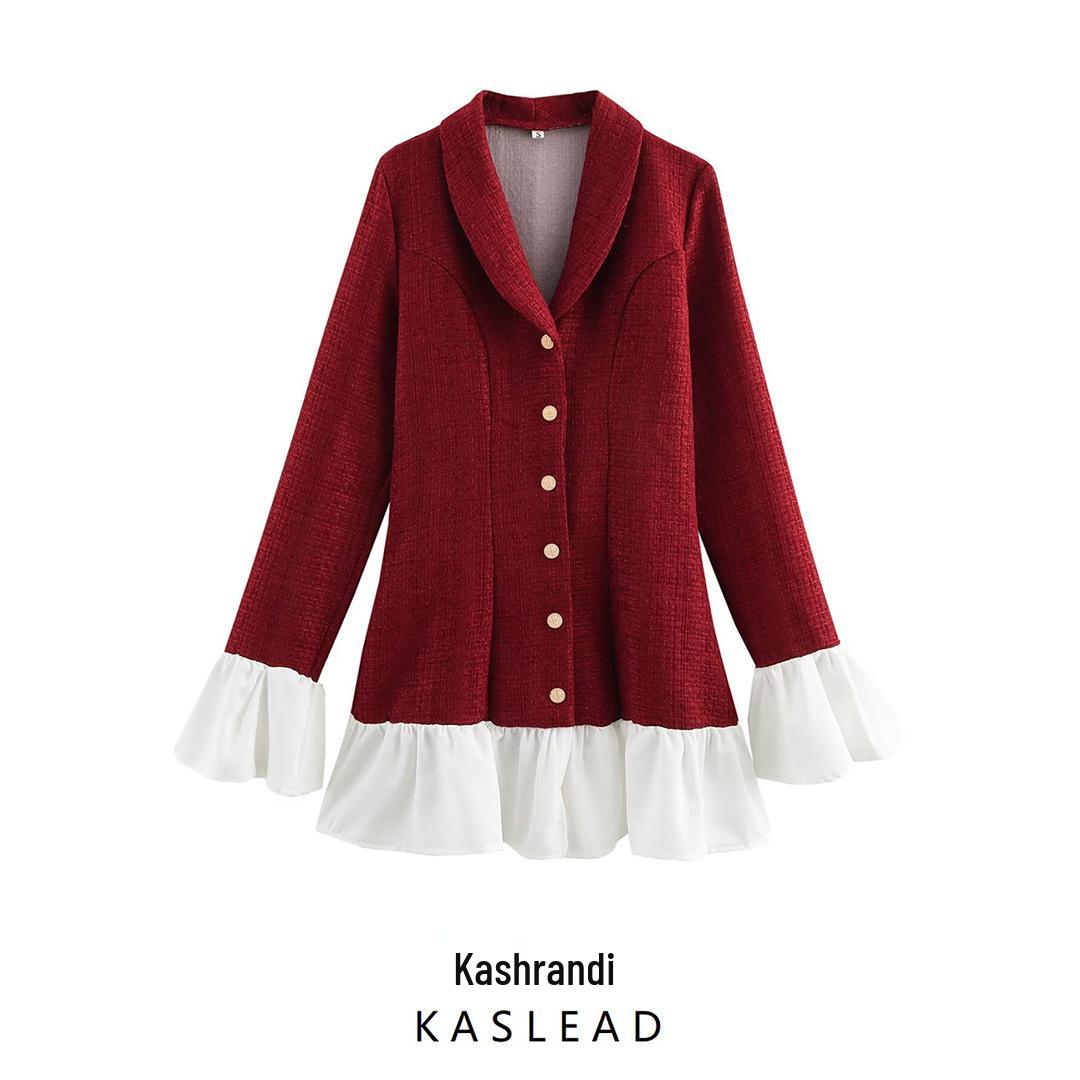 

Spring 2025 Women s Color Block Tweed Dress - European & American Chic Style L червоний