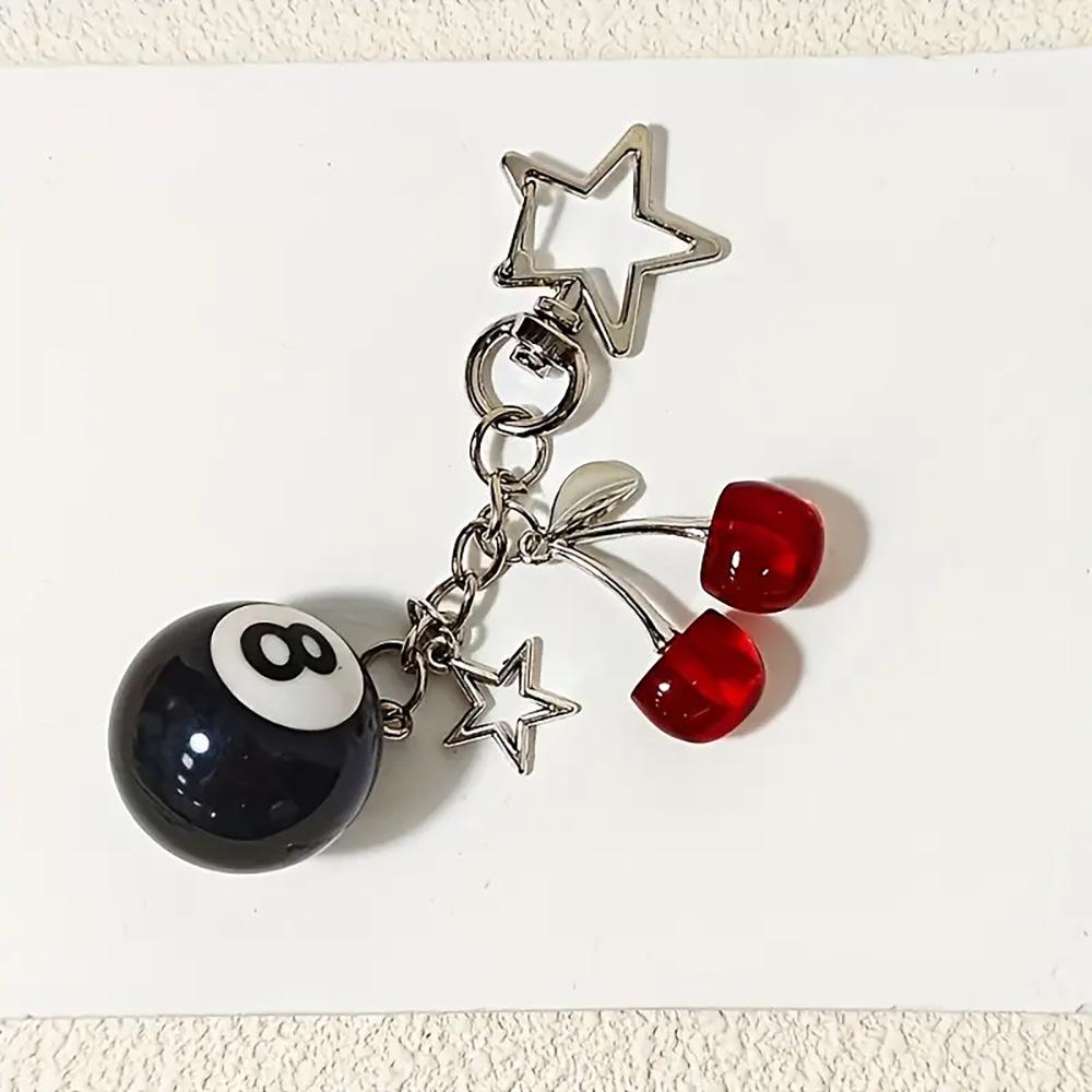 Cherry Pendant Keychain Cherry Billiards Resin Car Key Accessories Couple Family Keychain Pendant