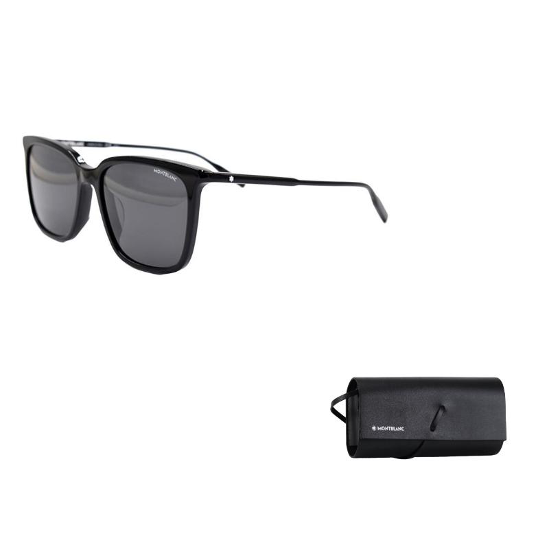 Montblanc Hexagonal White Star Entry Series Black Square Sunglasses Men Sunglasses MB0084SK-001